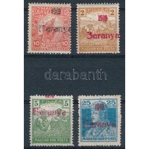 Baranya I. 1919 4 klf bélyeg hiányos B betűvel / 4 stamps with plate variety. Signed: Bodor