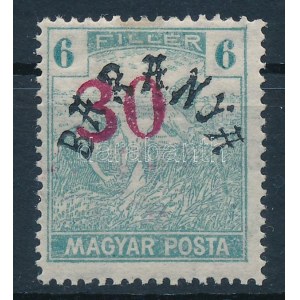 Baranya II. 1919 Magyar Posta 30f/6f elcsúszott felülnyomással / Mi 51 with shifted overprint. Signed...