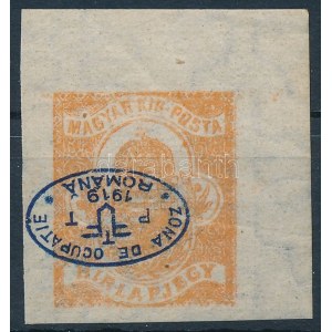 Debrecen I. 1919 Hírlapbélyeg fordított felülnyomással (12.000) / Mi 4 with inverted overprint. Signed...
