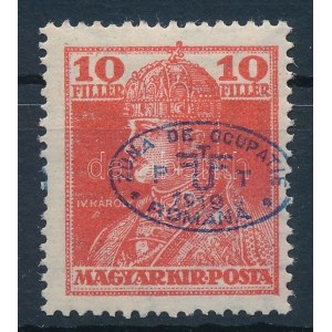 Debrecen I. 1919 Károly 10f kék (17.000) / Mi 37 Signed: Bodor
