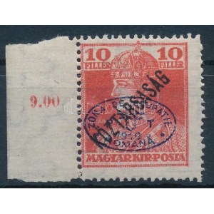 Debrecen I. 1919 Károly/Köztársaság 10f (10.000) / Mi 56 Signed: Bodor