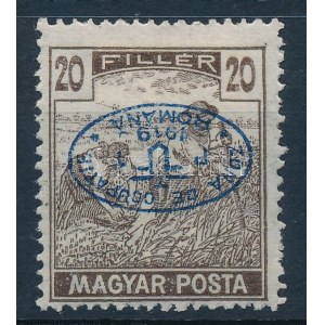 Debrecen I. 1919 Magyar Posta 20f fordított felülnyomással (**30.000) / Mi 68 with inverted overprint. Signed...