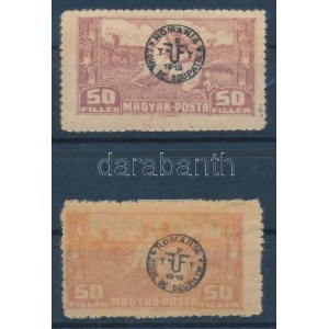 Debrecen II. 1920 50f narancssárga színváltozatban + támpéldány / 50f in orange colour variety. Signed...