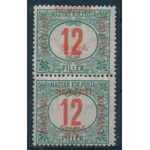 1919 Portó 12f pár lemezhibával / plate variety. Signed: Bodor