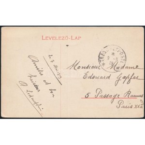 1919 Megszálló francia katona képeslapja Párizsba tábori postával ...