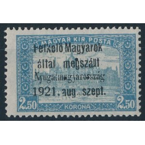 Nyugat-Magyarország I. 1921 Parlament 2,50K hármaslyukasztással (45.000) / Mi 9 with 3-hole punching. Signed...