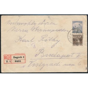 1919 Ajánlott levél Zágrábról Budapestre vegyes bérmentesítéssel / Registered cover with mixed franking. Signed...