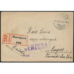 1920 Ajánlott levél Borosjenőről Lugosra 6 db bélyeggel bérmentesítve, cenzúrázva ...