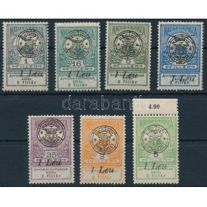 Nagyvárad 1919 7 klf Árvíz bélyeg (25f rozsda) / 7 different stamps. Signed: Bodor (25f stain)