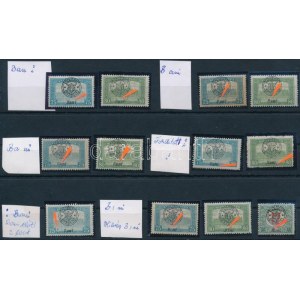 Nagyvárad 1919 12 db bélyeg, közte Ban i, fordított i és egyéb lemezhibák (17.000) / 12 stamps with plate varieties...