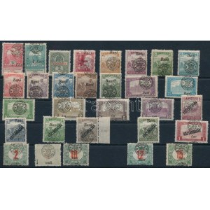 Nagyvárad 1919 30 db bélyeg, közte elcsúszott felülnyomások, értékjelzések, gépszínátnyomat (9.350) / 30 stamps...