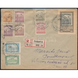 1921 Ajánlott helyi levél 8 bélyeggel, és 2 db levélzáróval ...