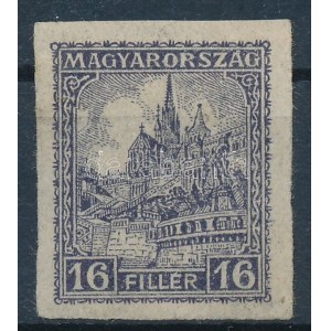 1926 Pengő-fillér 16f fogazatlan bélyeg, hamisítvány a posta kárára / Mi 418 imperforate...