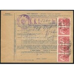 1927 Teljes csomagszállító 12,80P bérmentesítéssel New Yorkba / Parcel card to New York