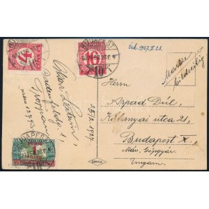 1927 TCV képeslap Csehszlovákiából Budapestre, vegyes portózással / TCV postcard from Czechoslovakia to Budapest...