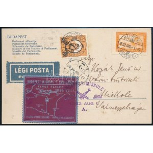 1932 Légi képeslap levélzáróval / Airmail postcard with label