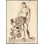 1935 Képeslap Főiskolai Világbajnokság alkalmi alátétbélyegekkel és alkalmi bélyegzéssel Bécsbe / University Games...