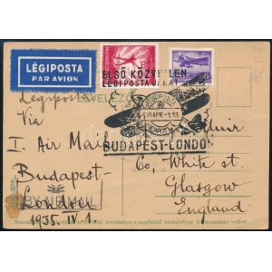 1935 Légi levelezőlap / Airmail postcard BUDAPEST-LONDON