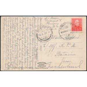 1937 Képeslap Jáva szigetére / Postcard to Batavia, Dutch Indies