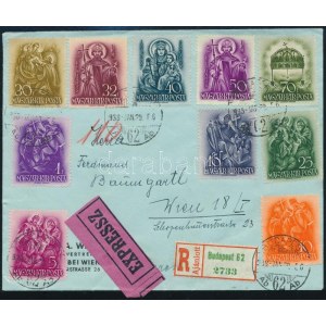 1938 Ajánlott expressz levél 10 db Szent IStván bélyeggel / Registered express cover
