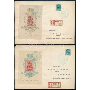 1939 Bethlen blokkpár 2 db ajánlott levélen alkalmi bélyegzéssel / Mi block 5...