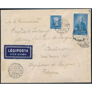 1939 Légi levél Lengyelországba 2 x 40f bérmentesítéssel / Airmail cover to Poland