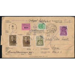 1940 Értéklevél 4,86P bérmentesítéssel / Insured cover