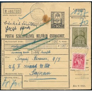 1941 Csomagszállító FELSŐVERESMÁRT kétnyelvű bélyegzéssel ...