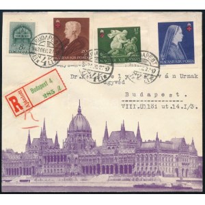 1942 Budapest helyi ajánlott levél 4 bélyeges bérmentesítéssel / Registered local cover