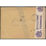 1944 Vöröskereszt II. ajánlott, cenzúrázott levélen Németországba (MBK 300 p++) / Mi 749-752 on registered...