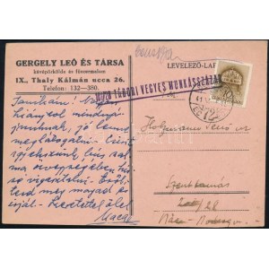 1941 Tábori posta levelezőlap / Field postcard 101/28 TÁBORI VEGYES MUNKÁSSZÁZAD