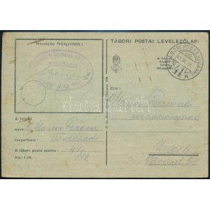 1941 Tábori posta levelezőlap / Field postcard M.kir. Báthori István 10. honvéd kerékpáros zászlóalj parancsnokság + ...