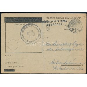 ~1946 Tábori posta levelezőlap / Field postcard MAGYAR VÖRÖSKERESZT TUDÓSÍTÓ IRODÁJA DEBRECEN...