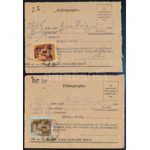 1945 (2 díjszabás) 2 db Távirati díjnyugta / 2 Telegramm fee receipt