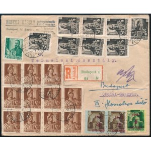 1945 (2. díjszabás) Ajánlott helyi levél 23 db bélyeggel ...