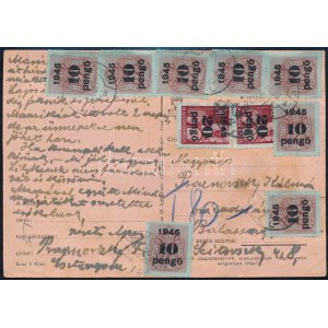 1945 (5. díjszabás) Levelezőlap 8 db portó bélyeggel / Postcard with 8 Postage due stamps