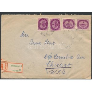 1946 (15.díjszabás) Ajánlott levél Chicago-ba Budapestről 24x5mP bérmentesítéssel ...