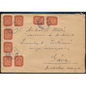 1946 (21. díjszabás) Levél 8 db 50.000 Milpengő bélyeggel bérmentesítve ...
