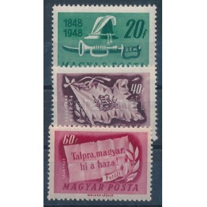 1948 Centenárium 20f, 40f, 60f vízjel nélkül (12.000) / Mi 1003, 1005-1006 without watermark