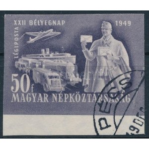 1949 Bélyegnap vágott ívszéli bélyeg (20.000) / Mi 1065 imperforate margin stamp