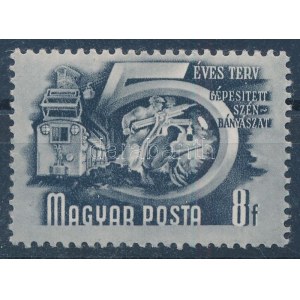 1950 Ötéves terv (I.) 8f ovális fehér folt a bányász szó mellett / Mi 1069 with plate variety