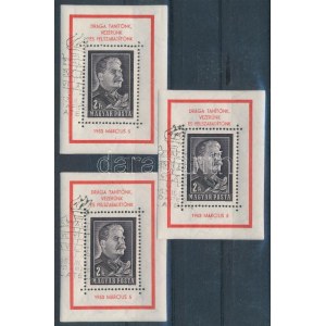 1953 3 db Sztálin blokk alkalmi bélyegzéssel (18.000) / 3 x Mi 23