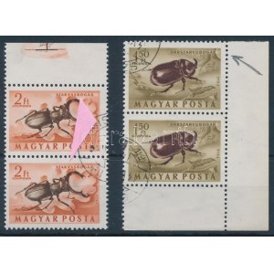 1954 Rovarok 1,50Ft és 2Ft párok lemezhibákkal (10.000) / Mi 1361-1362 pairs with plate varieties