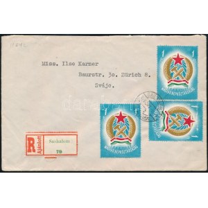 1949 Ajánlott levél Alkotmány 3 x 1Ft bérmentesítéssel / Registered cover with 3 x Mi 1055 franking SASHALOM - ...