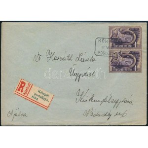 1952 Ajánlott levél KÖMPÖC postaügynökségi bélyegzéssel ...