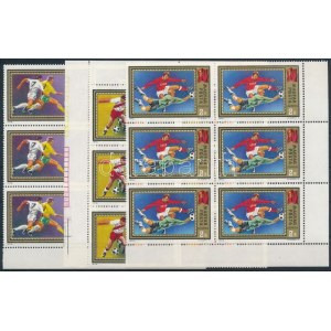 1972 Labdarúgó EB 6 értéke ívsarki hatostömbökben, ívszéli feliratok nélkül / 6 stamps in corner blocks of 6...