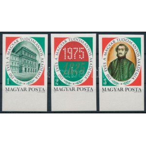 1975 150 éves az MTA ívszéli vágott sor / Mi 3039-3041 imperforate margin set