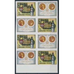 1977 Sopron vágott szelvényes 8-as tömb (14.000) / Mi 3206 imperforate block of 8