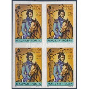 1983 Simón Bolívár vágott négyestömb / Mi 3621 imperforate block of 4