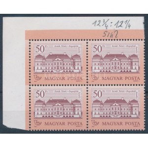 1987 Kastélyok 50Ft ívsarki négyestömb 12 3/4:12 1/4 fogazással sihl papíron (30.000) ...